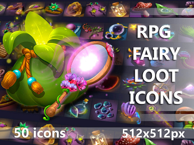 RPG Fairy loot Icons 2d art asset assets fairy fantasy game assets gamedev illustration indie indie game mmo mmorpg pack rpg set sets