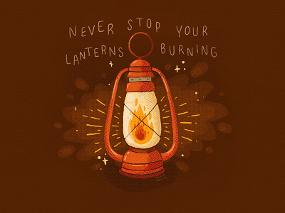 Lantern 2d burning camping digital art fire glow graphic illustration illustrator inktober lantern light lit