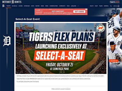 Tigers Select A Seat baseball creative design detroit detroit tigers graphic design major league baseball mlb typography website