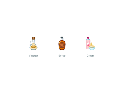 New custom food icons cartoon colorfull cream custom design draw figma icondesign iconography icons pen syrup ui vector vinegar