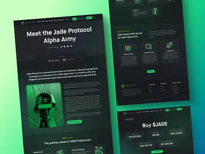 Jade Protocol Website UI Design artist blockchain branding dark ui design jade jade protocol landing page mint nft ui uiux web design web3 ui design website