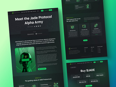 Jade Protocol Website UI Design artist blockchain branding dark ui design jade jade protocol landing page mint nft ui uiux web design web3 ui design website