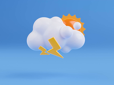 Weather 3D icon 3d animation blender cloud design illustration illustrations library lighting motion graphics resources sun sunny thungers thungerstorm wheather