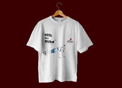 Feel the burn_girl burn colors design exercise feel the burn fitness font girl illustration lines personal trainer pizza push ups t shirt t shirt design training woman workout