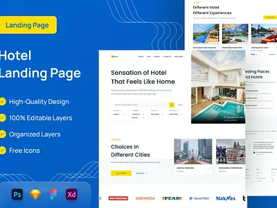 Free Hotel Landing Page - UI Design app design home home page homepage landing landing page landingpage site uidesign uiux userinterface ux design uxui web design web page web site webdesign webpage website