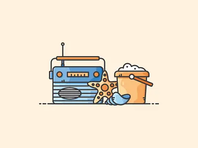 Beach Scene beach design holiday icon illustration nature radio sand shell starfish summer travel vector vectorart