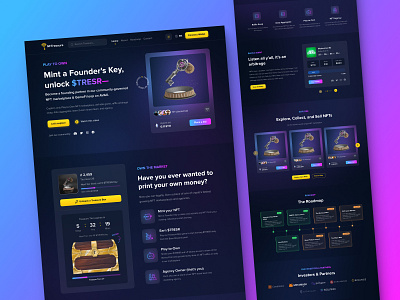 NFTreasure agency artist blockchain branding collect collectable crypto landing page minimal ui modern ui nft product design ui ui design uiux web design web3 design website