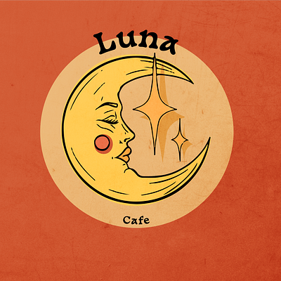 Luna Cafe 2d adobe illustrator art print artist branding cafe design digital digital art graphic graphic design illustration logo logos moon photoshop ui vector graphics vintage