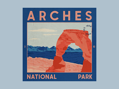 Arches National Park arches design illustration national park postcard retro texture typography utah vintage