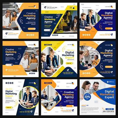 Digital Marketing Social Media Post Templates advertisement branding business corporate design facebook flyer graphic design marketing psd social media post template