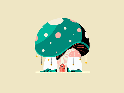 Mushroom House fairy fungus home house illustration inktober mushroom playful procreate