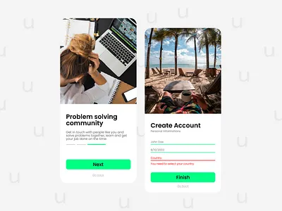 Usluge App - Welcome and Create Account Screens app design graphic design ui ux