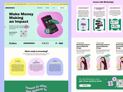 Birdwingo Website app brand branding fintech fintech design gen z gen z genz invest investing landing page pattern startup startup branding ui uxui webdesign website