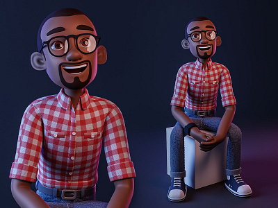 Thrilled 3d blender cartoon character render rigged