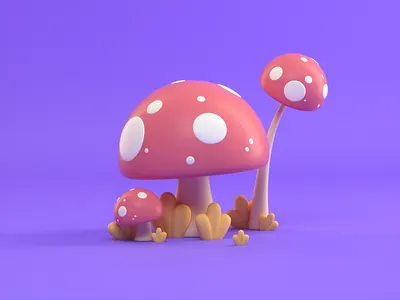 Mushroom 3d c4d character design icon illustration mushroom plants render