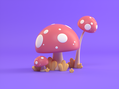 Mushroom 3d c4d character design icon illustration mushroom plants render