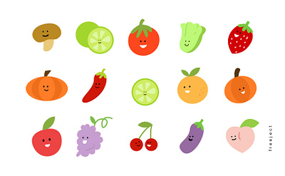 Free Download 15 Cute Fruit Character Illustration cute doodle illustration kawaii trendy
