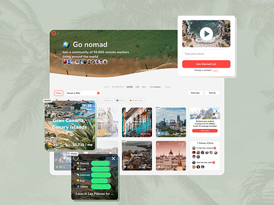 Nomadlist - Copy existing website animate animation challenge design figma holidays landing page note prototype reservation ui ux website