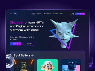 NFT Art cryptoart ethereum fan token futuristic glassmorphism metamask nft nft design nft landing token web design