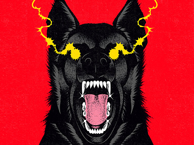 💥ON SALE💥 つづく aesthetic cartoon character design dog doggy electric fang graphic design illustration lofi retro skull thunder vector wolf