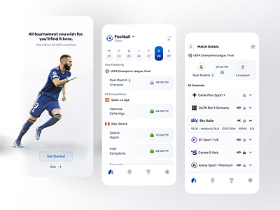 Sport Eventz UI Redesign (Unofficial) adobe xd app app redesign benzema blue clean concept figma grey ios onboarding sport sport eventz sport ui ui ui redesign white