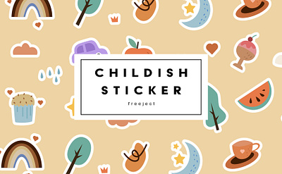 Free Download Childish Sticker Illustration Design (VECTOR) cute flat design hand drawn illustration kawaii