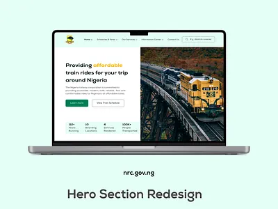 NRC website redesign hero section landing page railway website design