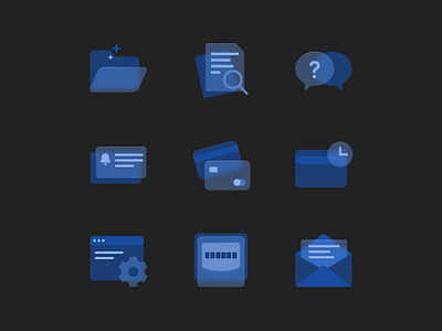 illustration set (Dark mode) dark darkmode glass illustration
