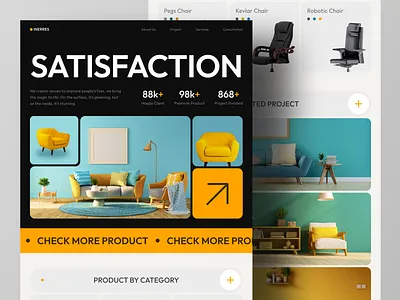 Inerres - Interior Modern Furniture Landing Page Website architecture bold company design furniture home home page interior interior architecture interior design landing page room shop store ui ux web web design website website design