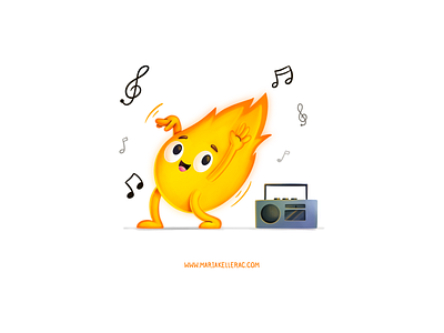 Dancing flame baile cartoon character children dance fire flame fuego illustration kids mascot mexico music personaje