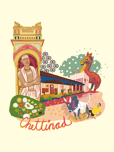 Chettinad 2dart design illustration illustrator poster