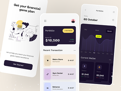 Crypto Wallet App accounting app design balance banking bitcoin blockchain coinbase credit card crypto cryptocurrency ethereum ewallet finance fintech minor ofspace opensea statictics