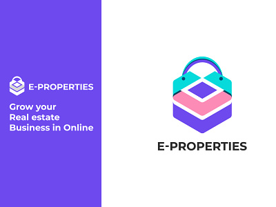 E properties logo, Online Buy Sell apartment bag brand identity branding building construction corporate logo ecommerce graphic design home house logo design mortgage online store property real estate regency shop vector logo visual identity