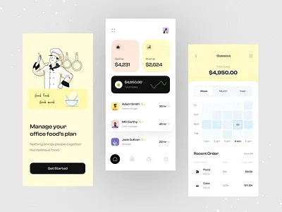 Restaurant Management Mobile App accounting app design balance bank banking cook credit card design finance finance app food money management money transfer restaurant savings