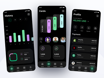 Digital Banking Application app application bank banking credit card dark design figma finance financial fintech minimal mobile money payment productdesign ui uidesign ux web design