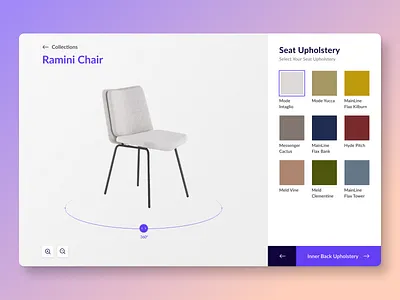 E-commerce chair customizer 3d branding color design e commerce typography ui ux web website