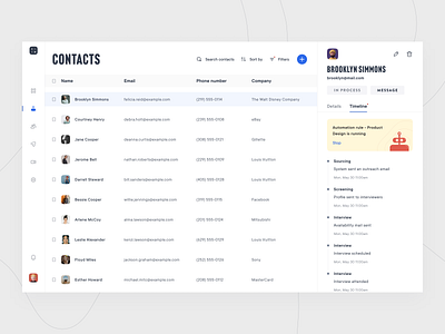 Contacts list automation card contacts illustration list schedule timeline