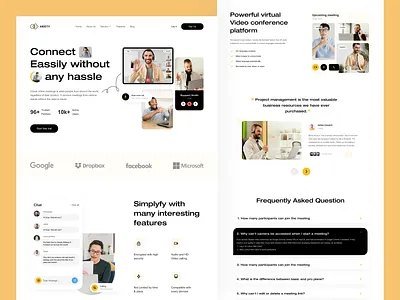 Virtual Call Platform - Landing Page call clean conference digital landing page landingpage meeting meeting room meetup modern platform ui video video conference virtual conference virtual meeting virtualmeeting web website