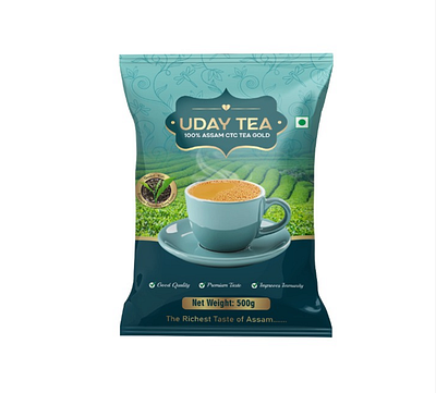 Uday Tea Pouch Design box design brand design indian tea indian tea packging indian tea pouch label design logo design pouch design product design tea tea branding tea packaging tea packaging design tea pouch design uday tea pouch design