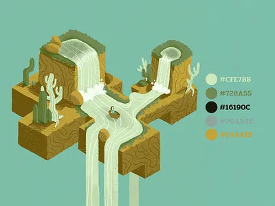 Waterfall Part 2 adobe art color study color theory concept concept art design graphic design illustration photoshop texture waterfall