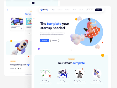 Startup Landing Page clean freebie modern saas startup ui uiux user interface ux webdesign