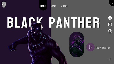 Black Panther UI design branding design figma graphic design illustration logo typography ui ux vector website header