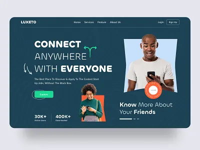 Luxeto Web Header get job homepage job application job application website job apply landing page minimal minimalist ui design ux design web web header website