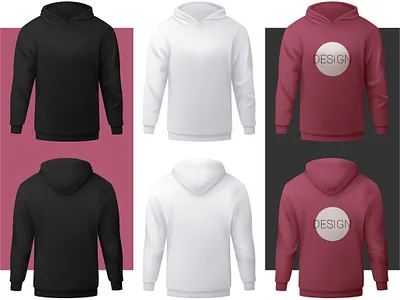 hoodies back editable front gradient group hoodie live mash mesh real realistic set vector