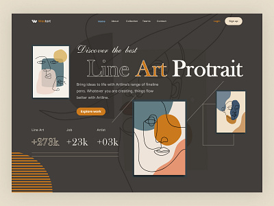 Line Art Web Header art art platform art website artist artwork clean typography digital art digital artwork homepage landing page line art ui design ux design web web header website