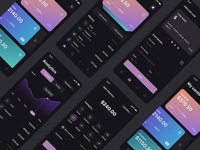 E-wallet App app design bank analytics bank app dark theme dark theme ui digital wallet finance finance analytics finance app fintech fintech design ios design mobile app ui mobile banking online bank app online wallet design ui design ui ux wallet wallet app