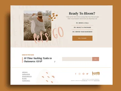 Boho Website Template Footer / CTA boho feminine design feminine website footer design services page showit showit template showit website virtual assistant web design website website design website template