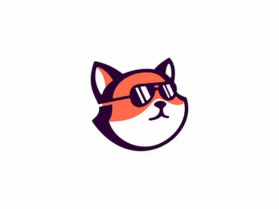 Cat with Sunglasses Logo branding cat character cool cute design friend identity illustration kitty logo mark mascot orange pet playful sunglasses symbol vector vet