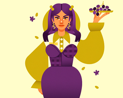 Girl and 🍇 digital art digital illustration fashion girl grapes illustration vector vector illustration