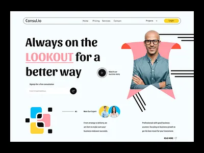 Consul.io - Agency Web Header. agency company design digital agency digital marketing digital marketing website fawaz figma homepage landing page marketing design minimal popular saas ui web web design web header web3 website